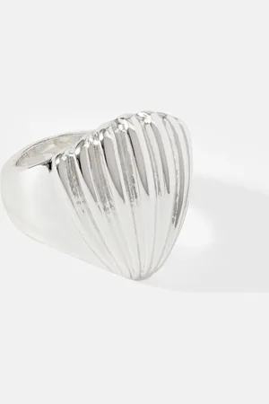 mint&berry Silver Tone Statement Shell Ring M-L