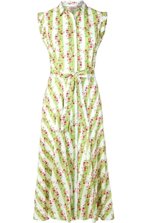 Joe Browns Stripe Rose Tie Waist 100% Cotton Dress AU 12