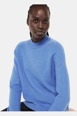 Whistles Blue Wool Textured Crew Neck Knit Jumper M