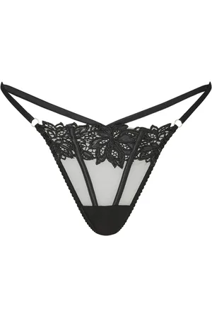 Ann Summers Black Irreplaceable Floral Guipure Thong AU 16