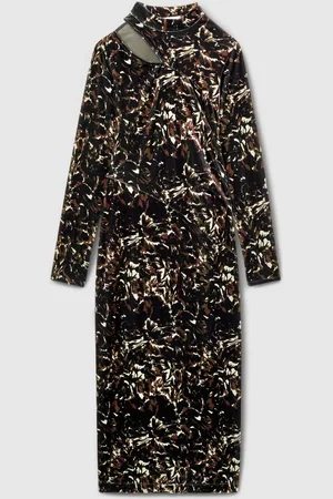 Reiss Sonya Cut Out Abstract Print Velvet Dress AU 10