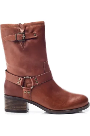Moda In Pelle Ormie Mid Calf Leather Buckle Strap Boots AU 7 (EU 38)