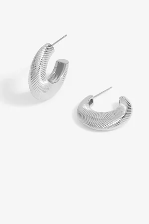 Jon Richard Silver Tone Diamond Cut Hoop Earrings One
