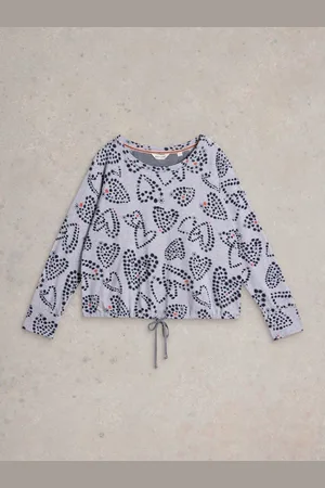 White Stuff Grey Fern Tie Hem Jersey Pyjama Top XL
