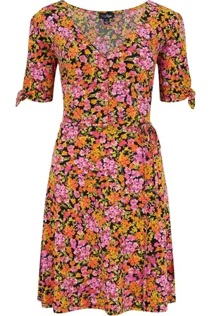 Pour Moi Bella Fuller Bust Slinky Stretch Tie Sleeve Mini Dress AU 18