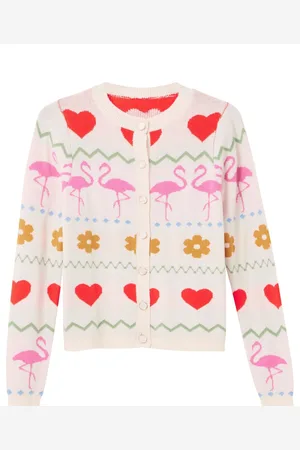 Joe Browns Cream Flamingo Print Cardigan AU 14