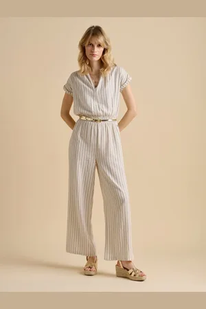 Brakeburn Cream Wide Leg Stripe Jumpsuit AU 12