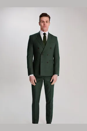 Harry Brown Green Sandro Linen Look Double Breasted Suit Jacket 44 R