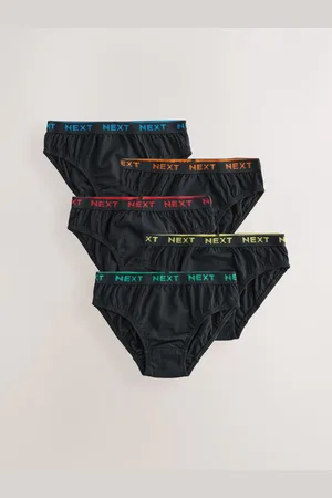 Next Black with Bright Jacquard Waistband 100% Cotton Briefs 5 Pack (1.5-16yrs) 11