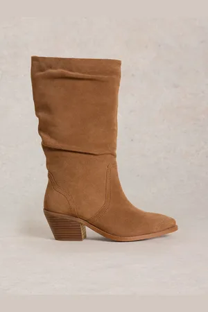 White Stuff Brown Azalea Suede Mid Slouch Boots AU 8 (EU 38.5)