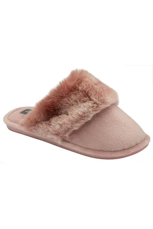 Dunlop Pink Ladies Closed Toe Faux Fur Mule Slippers AU 10 (EU 42)