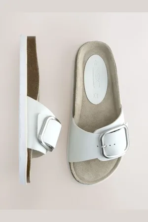 Next White Leather Forever Comfort Single Strap Footbed Sandals eu40uk65