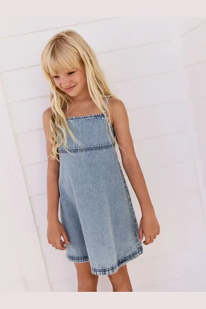 Next 100% Cotton Strappy Denim Dress (3-16yrs) 3 Years (98cm)