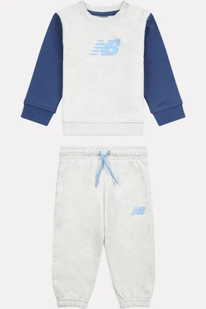 New Balance Grey Kids 100% Cotton Crew Top & Joggers Set 98104cm