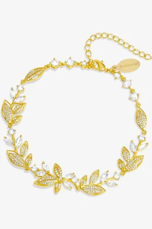 Jon Richard Gold Tone Cubic Zirconia Leaf Bracelet one