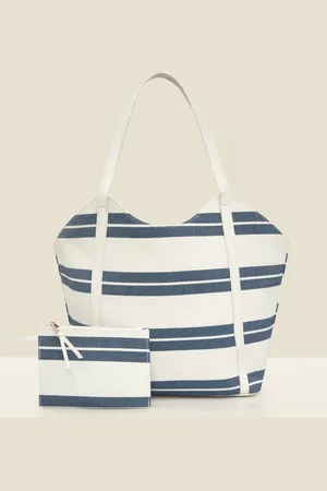 Sosandar Blue Stripe Large Beach Bag One