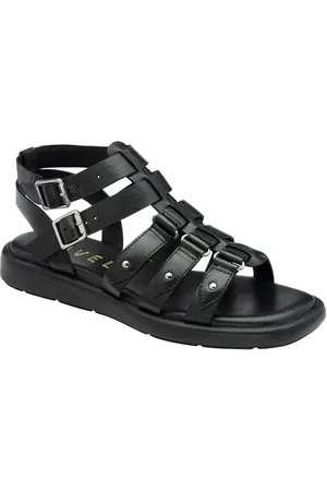 Ravel Black/chrome Leather Flat Sandals AU 7 (EU 38)