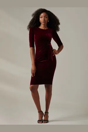 Jolie Moi Velvet Side Tie Midi Dress AU 14