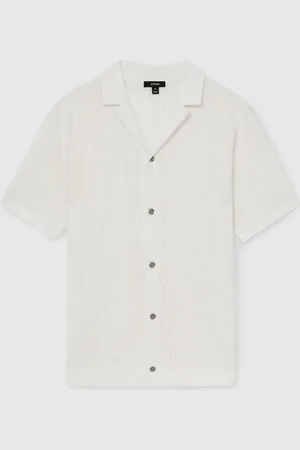 Reiss Kipling Textured-Knit Short-Sleeve Shirt S