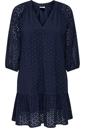 JDY 100% Cotton V-Neck Embroidery Smock Mini Dress AU 16