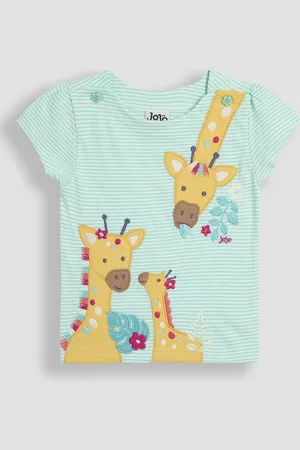 JoJo Maman Bébé Mint Green Giraffe Print Appliqué 100% Cotton T-Shirt 5