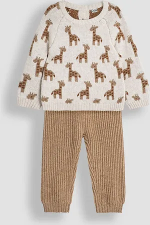 JoJo Maman Bébé Natural Knitted Giraffe Jumper And Trouser Baby Set 12