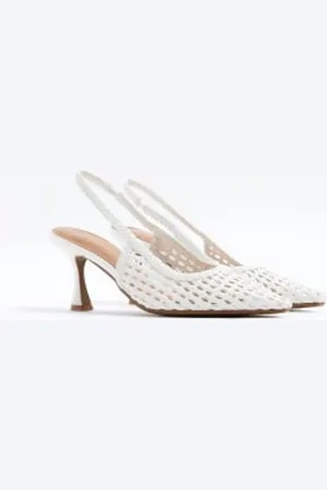 River Island Woven Sling Back Heeled Court Shoes eu39uk6