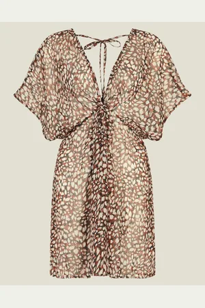 Accessorize Brown Animal Print Chiffon Kaftan S