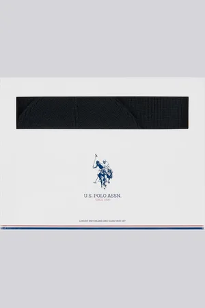 U.S. Polo Assn. U. S. Polo Assn. Black Winter Mens Luxury Rib Knit Beanie And Scarf Box Set One