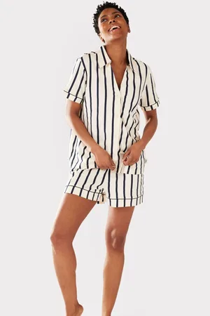Chelsea Peers Blue 100% Cotton Stripe Short Pyjamas Set AU 12