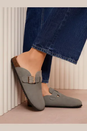 Friends Like These Standard Fit Buckle Faux Suede Comfort Footbed Clogs AU 7 (EU 38)
