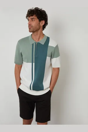 Threadbare Colourblock Quarter Zip Knitted Polo Shirt xlarge