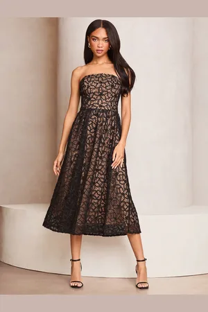 Lipsy London Premium Lace Bandeau Prom Midi Dress AU 10