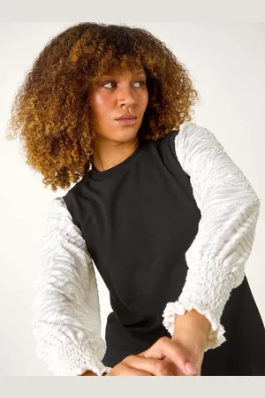 Roman Black 2-In-1 Animal Print Sleeve Top AU 12