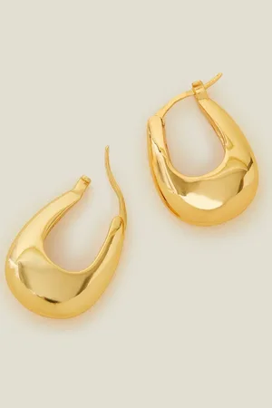 Accessorize Gold Tone 14ct Horseshoe Hoop Earrings One