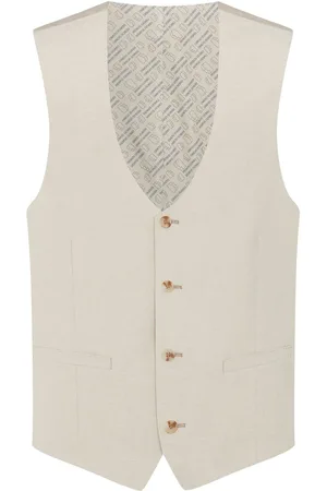 Remus Natural Tapered Fit Tapered Fit Linen-Blend Waistcoat 42