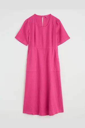 Seasalt Cornwall Petite Grass Wave 100% Linen Midi Dress AU 16
