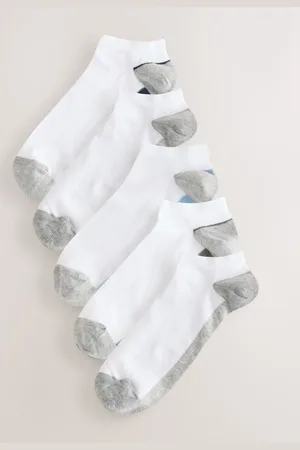 Next White/Coloured Footbed Trainer Socks 5 Pack UK 11.5