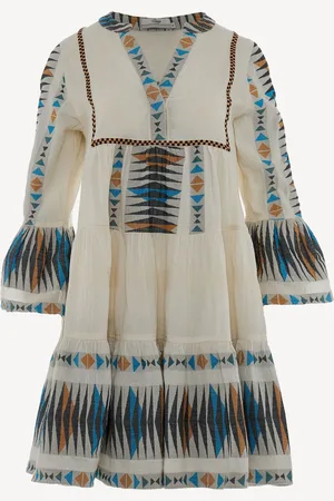 Devotion Twins Paradise Embroidered Stripe 100% Cotton Short Dress XS