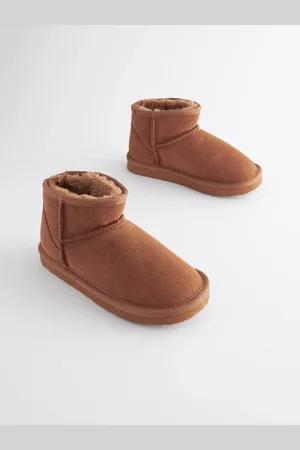 Next Tan Brown Suede Warm Lined Ankle Slipper Boots AU 10 (EU 28)