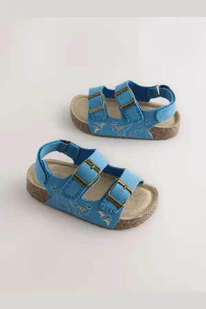 Next Blue Dinosaur Standard Fit (F) Double Buckle Cushioned Footbed Sandals AU 4 (EU 20.5)