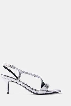 mint&berry Silver Leather Strap Heels AU 8 (EU 39)