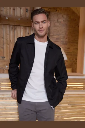 Threadbare Black Collared Lightweight Zip-Through Jacket L