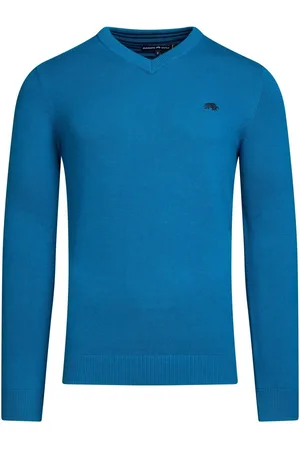 Raging Bull Blue Classic V-Neck Knit Jumper XL