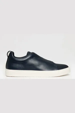 Threadbare Navy Faux Leather Elastic Lace Slip On Trainers AU 11 (EU 46)