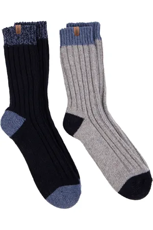 Totes Blue Mens Chunky Twist Wool Blend Winter Boot Socks 2 Pack One