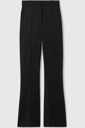 Reiss Black Haisley Wool-Blend Tailored Flared Suit Trousers AU 14