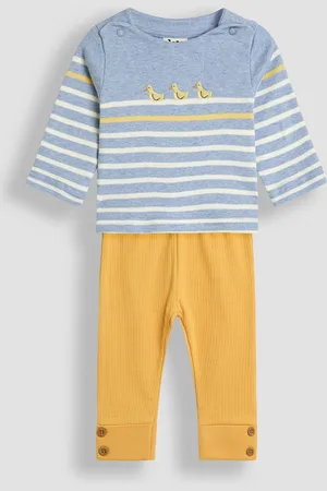 JoJo Maman Bébé Blue Duck 2-Piece Embroidered Top & Rib Leggings Set 12