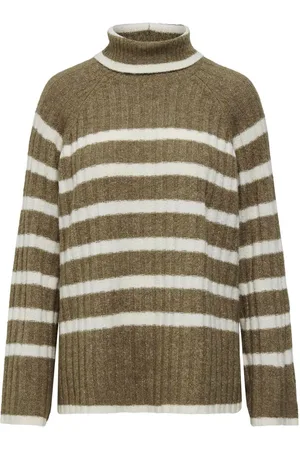 JDY Brown Stripe Roll Neck Jumper M-L