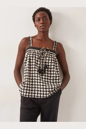 Monsoon Black Geometric Print Geena Cami Top